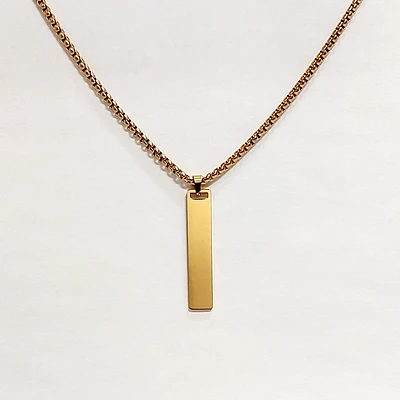 Gold Rectangle Tag Necklace