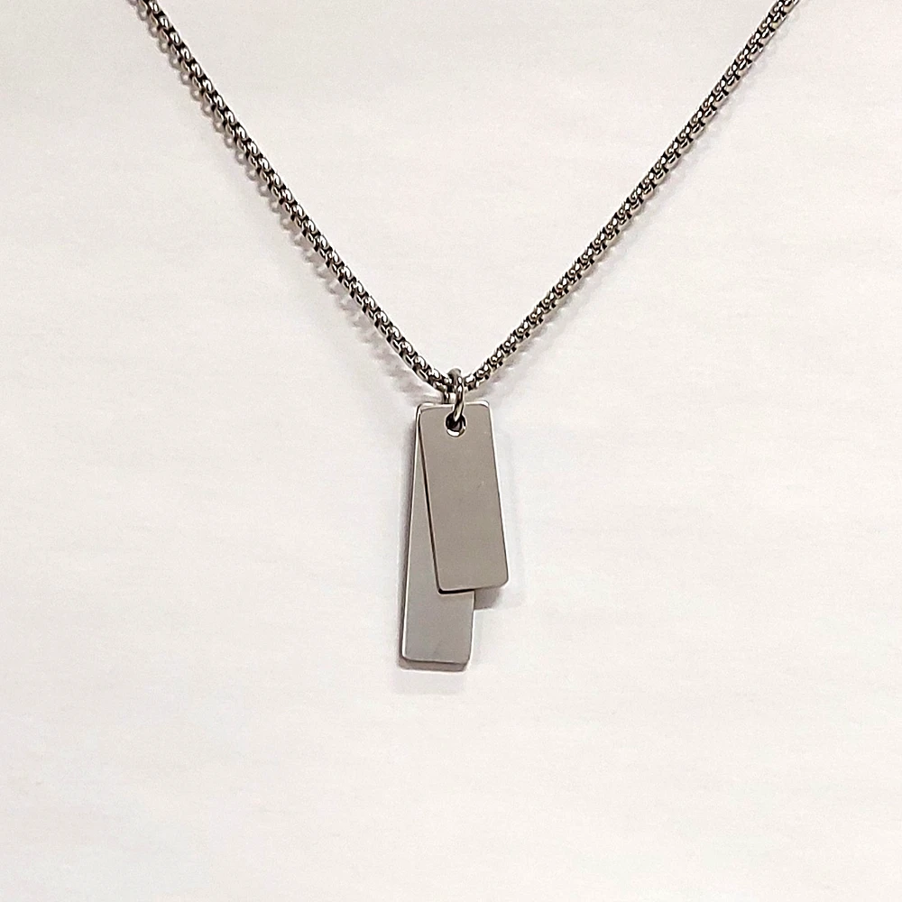 Stainless Steel Double Pendant Necklace