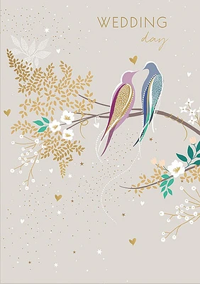 Wedding Day Card with Two Birds
