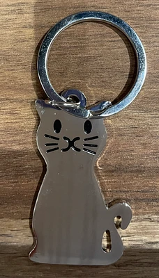Silver Cat Keychain