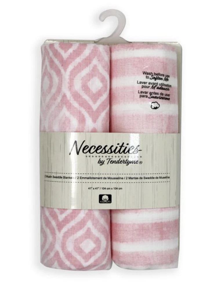 2 Pack Muslin Swaddle Blankets: Watercolour