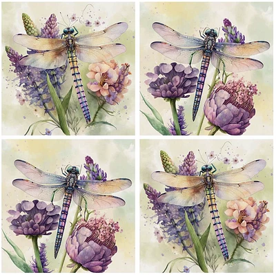 Watercolour Dragonfly Coaster Set (x4)