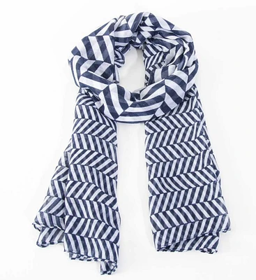 Navy Blue Striped Scarf