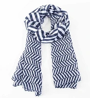 Navy Blue Striped Scarf