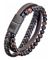 Steel, Bead, Leather Bracelet