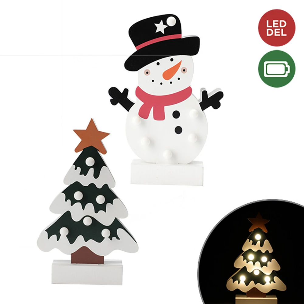 Wood Battery Light Up Table Top Decoration