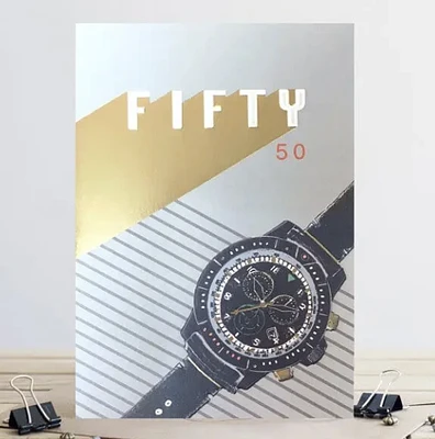 50 Birthday Card with  Watch