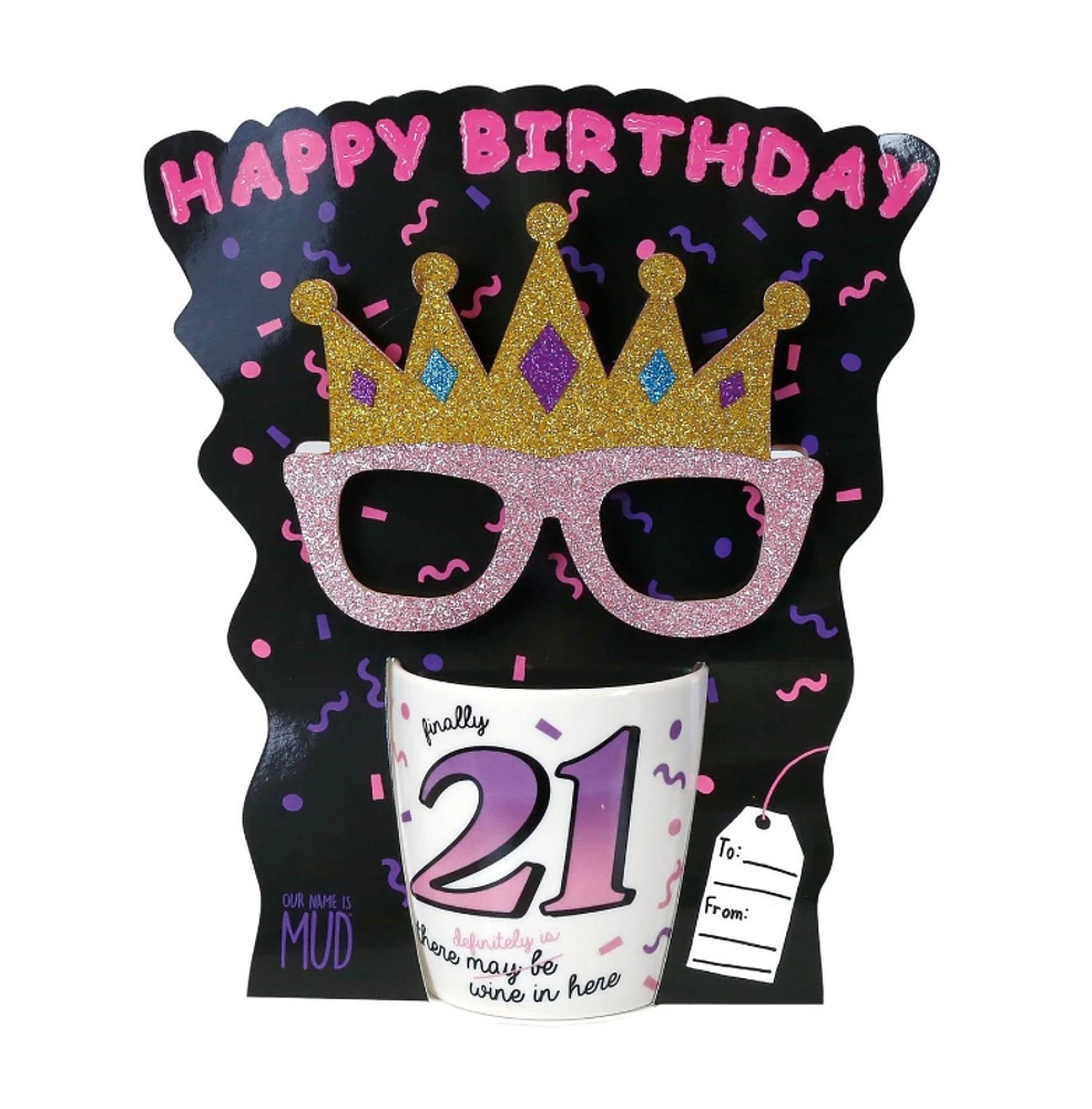 21 Birthday Mug with Glasses