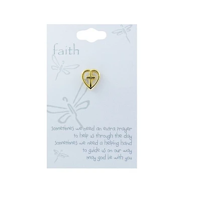 Cross In Heart Clutch Pin