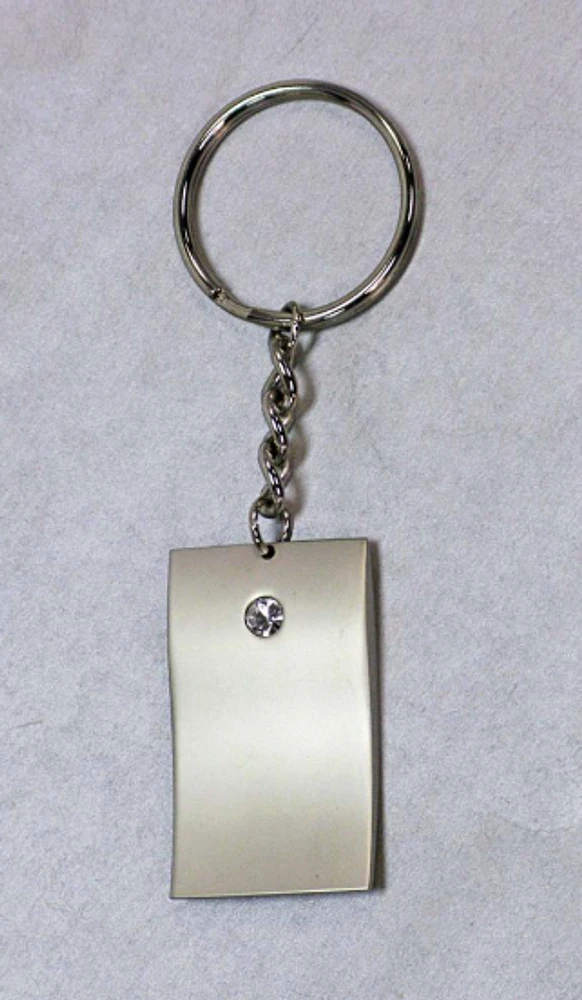Silver Rectangle Keychain With Rhinestone