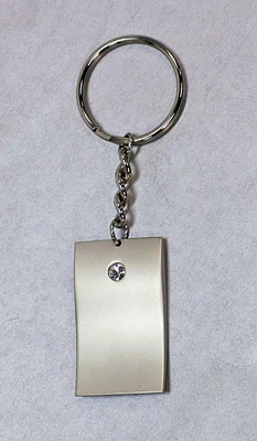 Silver Rectangle Keychain With Rhinestone