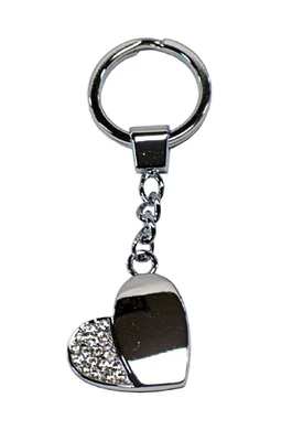 Silver  Heart Keychain with Crystals