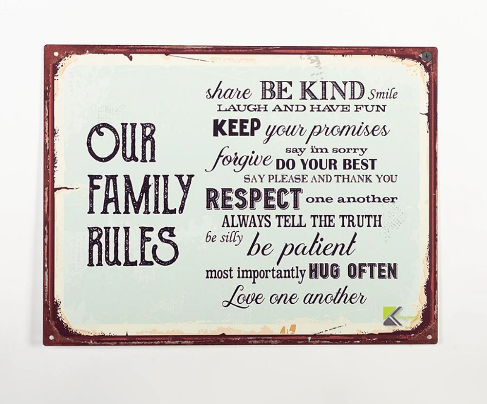 Our Family Rules Wall Sign