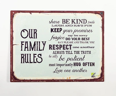 Our Family Rules Wall Sign