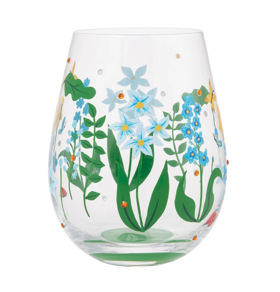 Floral Fields Stemless Wine Glass