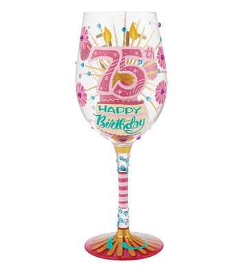 Happy 75th Wine Glass