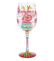 Happy 75th Wine Glass