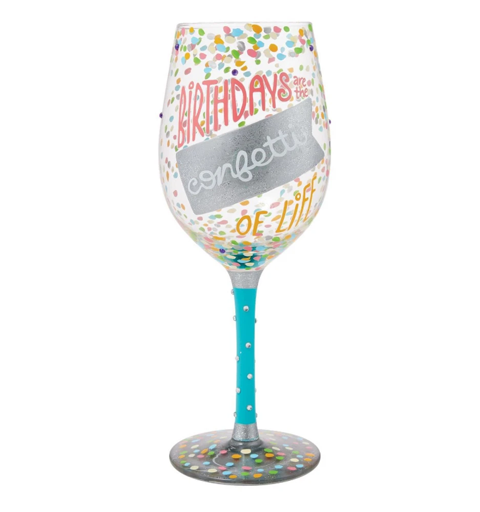 Birthdays are Confetti Wine Glass