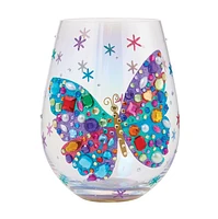 Bejeweled Butterfly Stemless Wine Glass