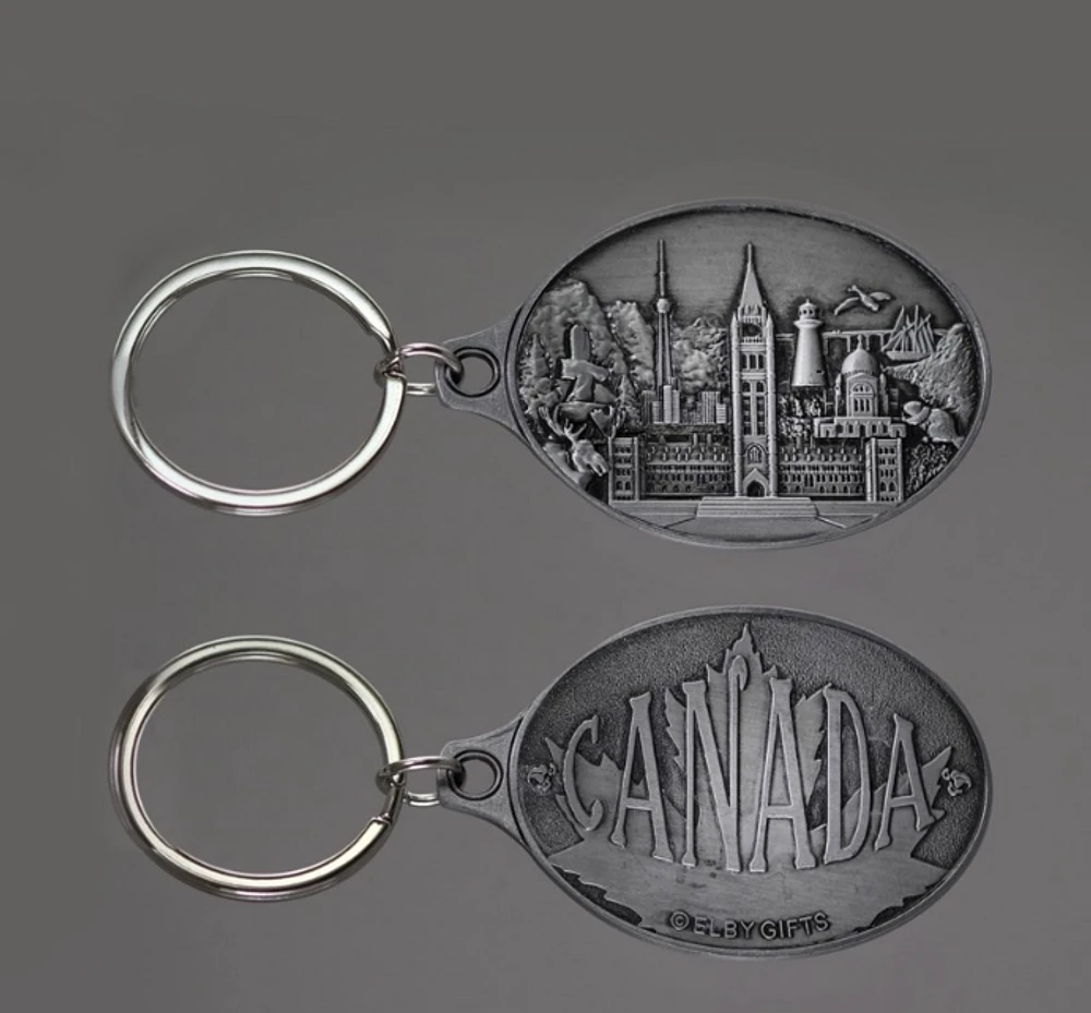 Double Sided Pewter Canada Keychain