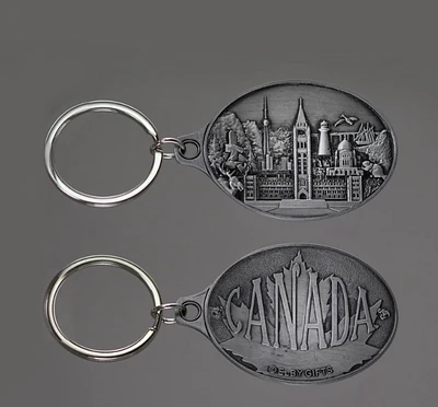 Double Sided Pewter Canada Keychain