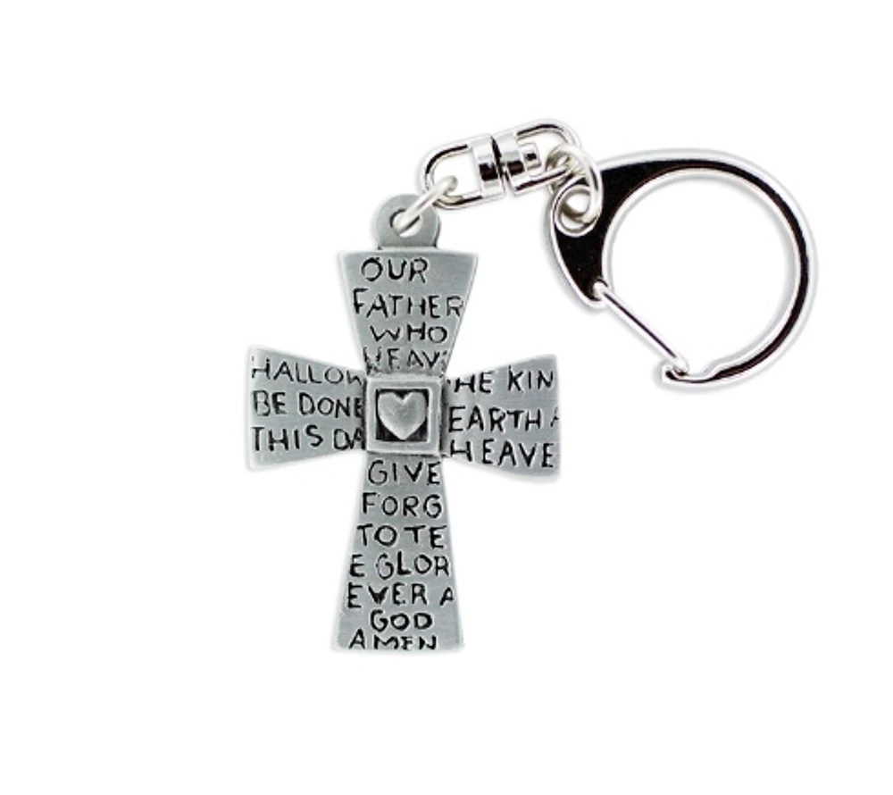 Lord's Prayer Cut out Keyring Pewter