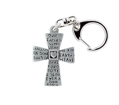 Lord's Prayer Cut out Keyring Pewter