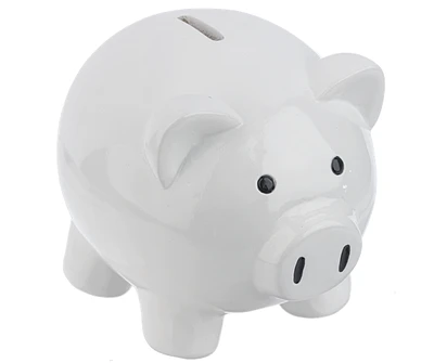 Piggy Money Bank - White