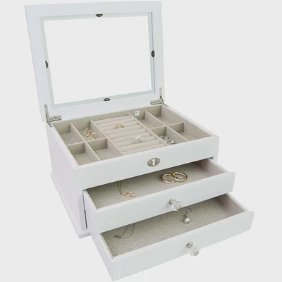 Large Lili Glass Top Wooden Jewelry Box