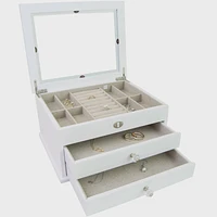Large Lili Glass Top Wooden Jewelry Box