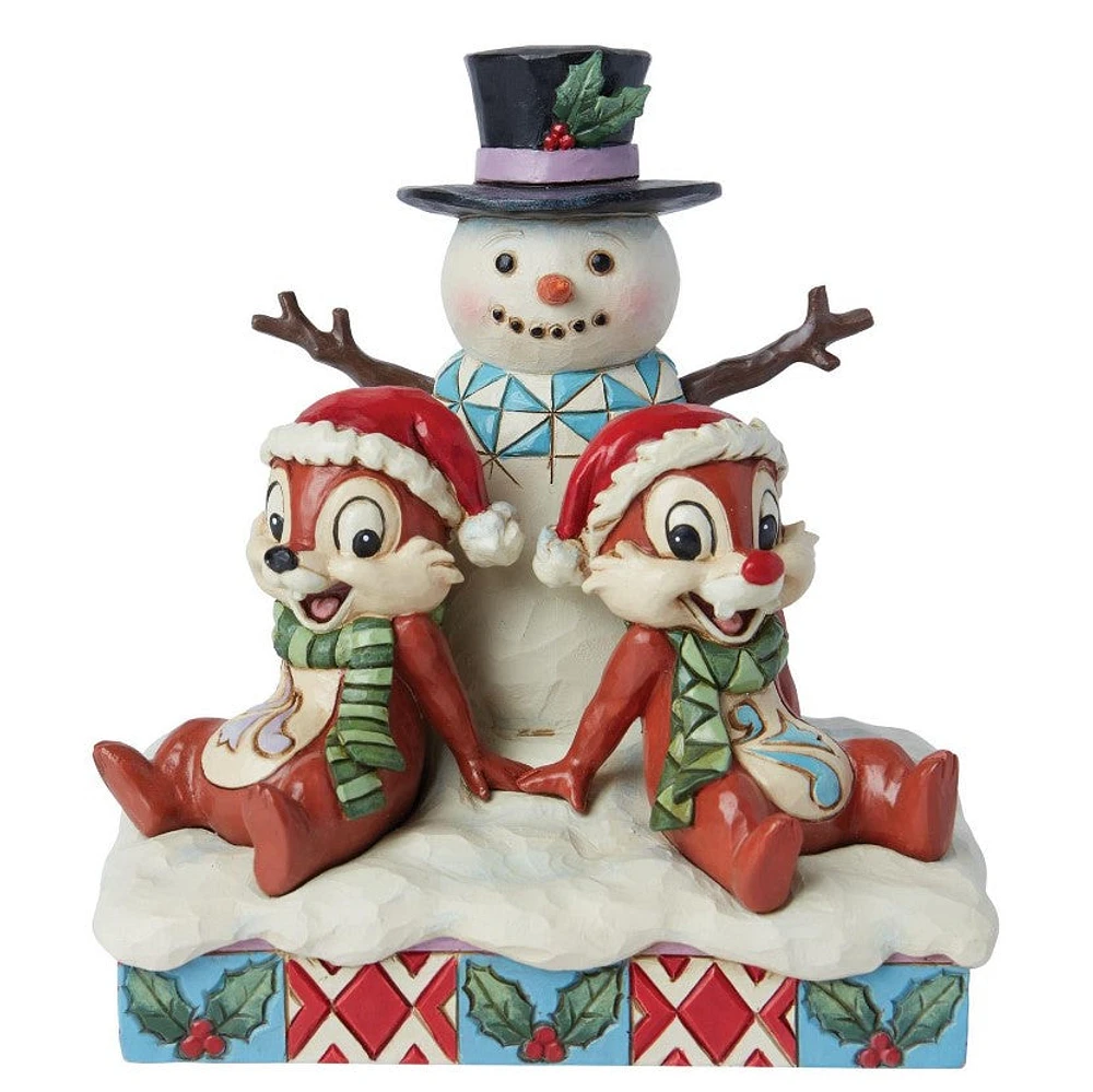Chip and Dale with Snowman Figurine