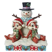 Chip and Dale with Snowman Figurine