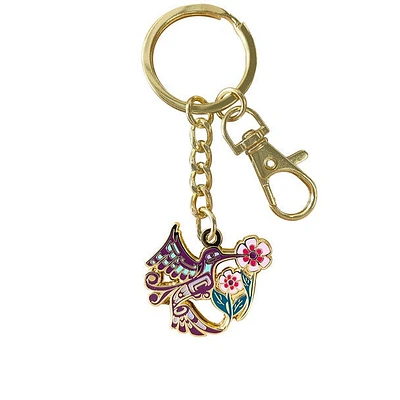 Hummingbird Enamel Keychain (Purple/Pink)
