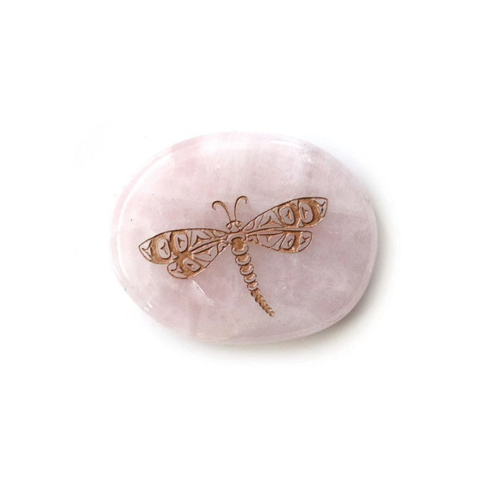 Spirit Stone - Rose Quartz Dragonfly