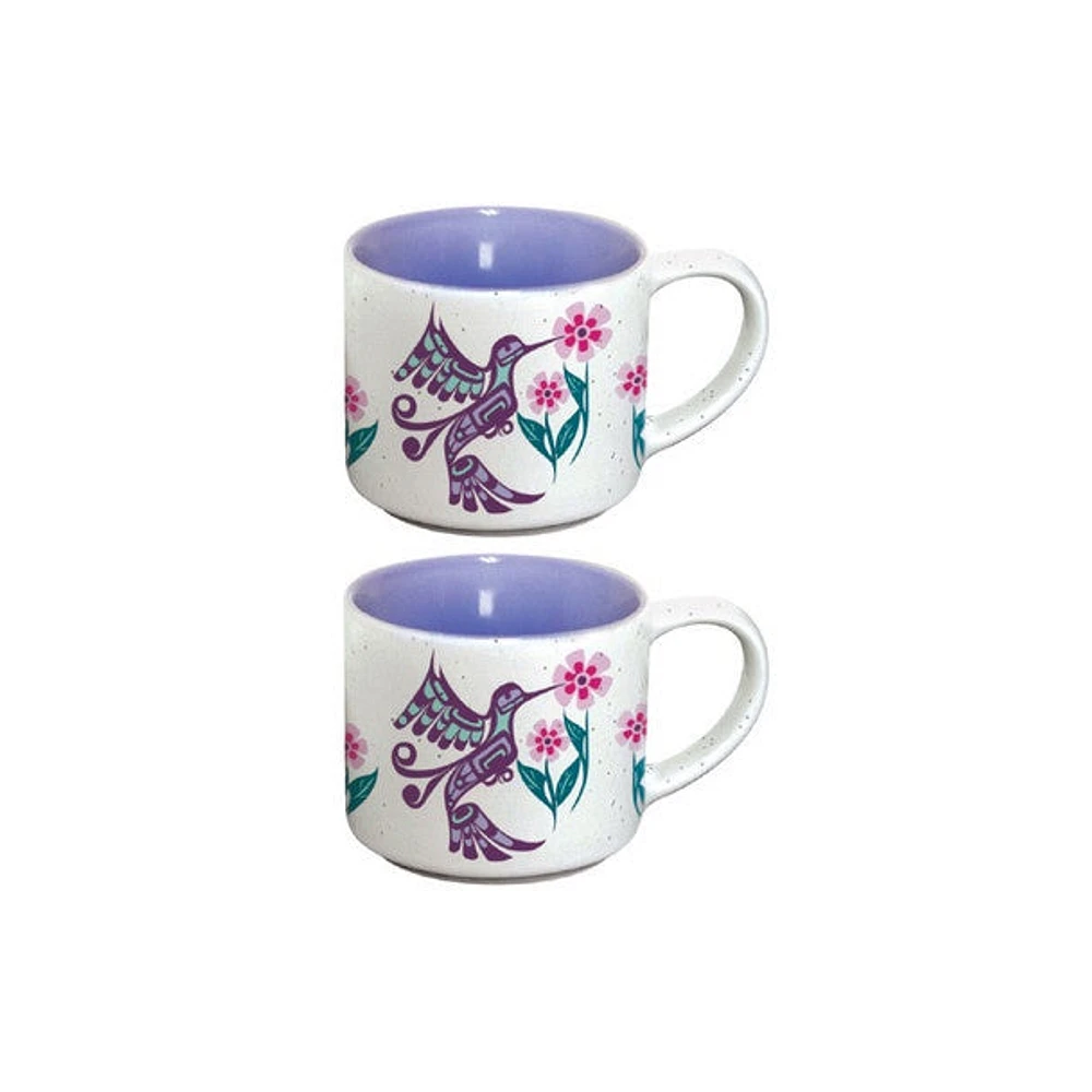 Ceramic Espresso Mugs - Set of 2 - Hummingbird