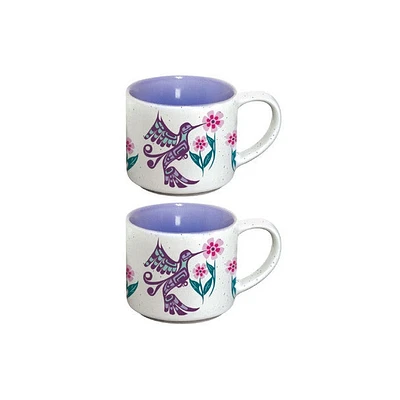 Ceramic Espresso Mugs - Set of 2 - Hummingbird