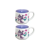 Ceramic Espresso Mugs - Set of 2 - Hummingbird