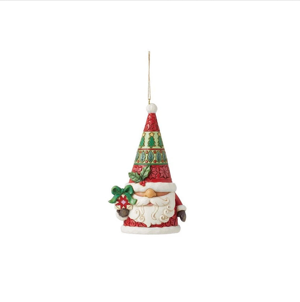 Santa Gnome with Gift Ornament