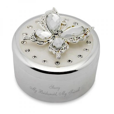 Round Butterfly Trinket Box