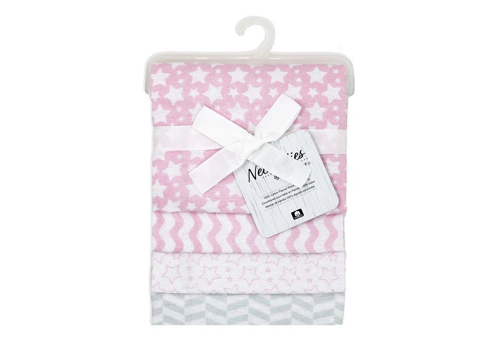 4 Pack Star Necessities Receiving Blankets (Pink)
