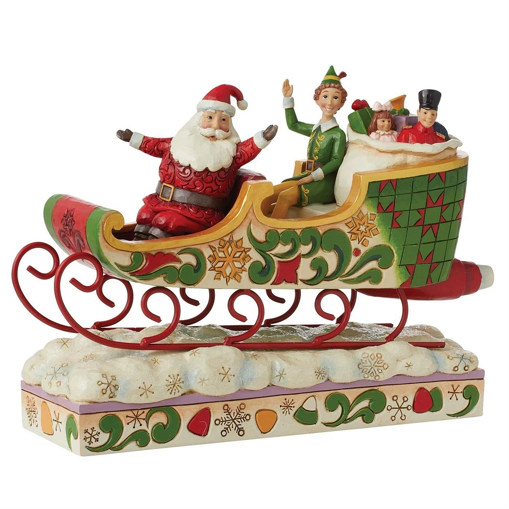 Jim Shore Buddy Elf with Santa in Sleigh