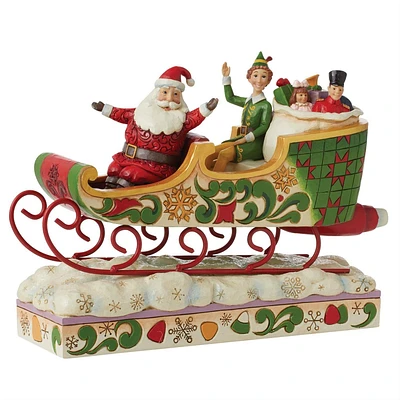 Jim Shore Buddy Elf with Santa in Sleigh