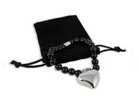 Black Agate Beads with stainless steel Heart Bracelet