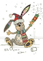 Cracker Bunny Christmas Card