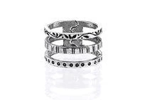 Leaves/Stripes/Dots Stacked Ring