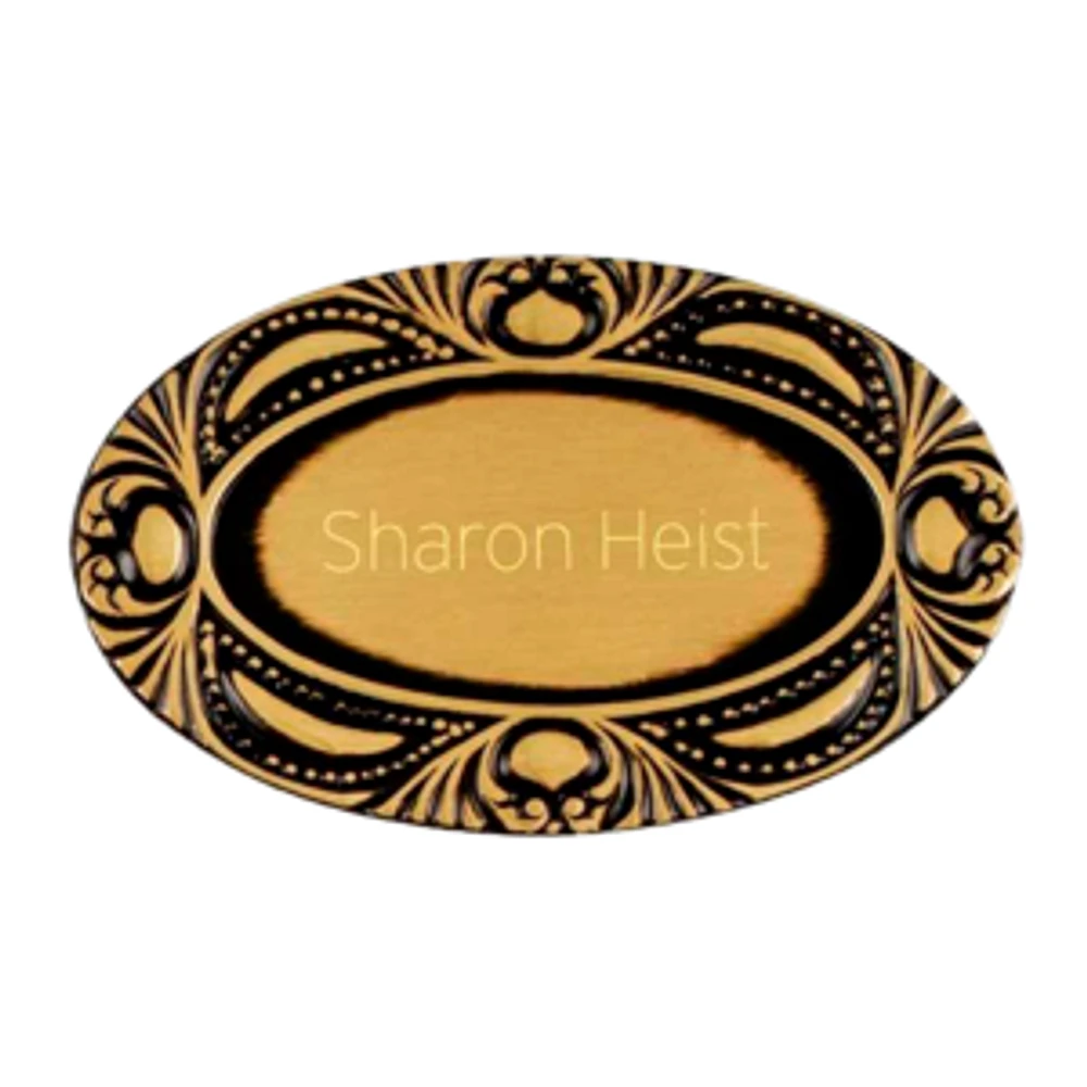 Antique Brass Oval Plate 3 x 2