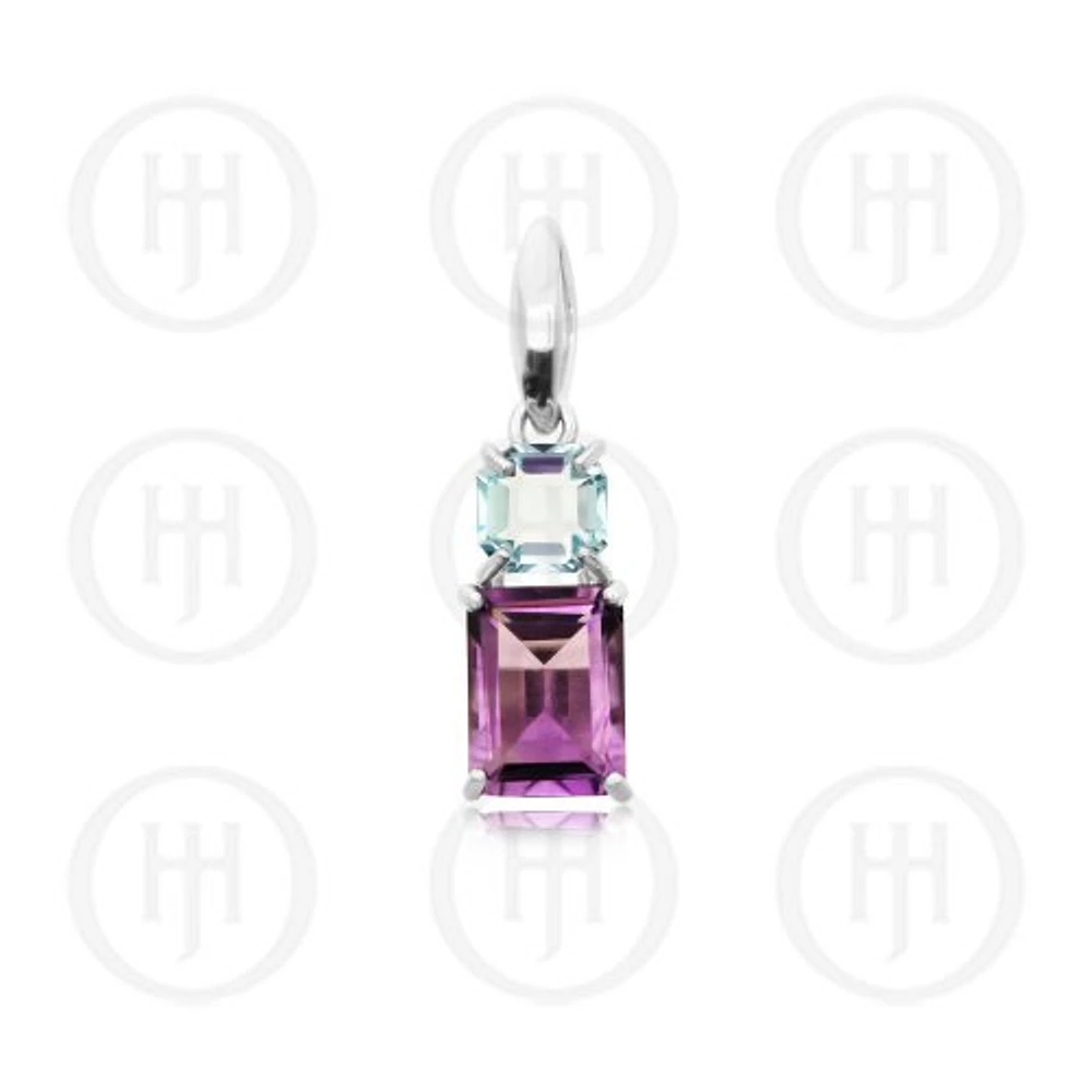 Blue Topaz and Amethyst Pendant w/chain