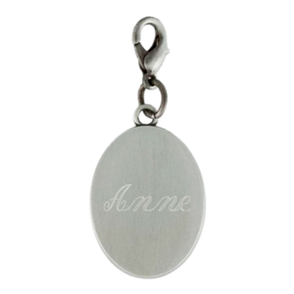 Personalized Charm Oval Pewtertone