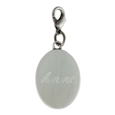 Personalized Charm Oval Pewtertone