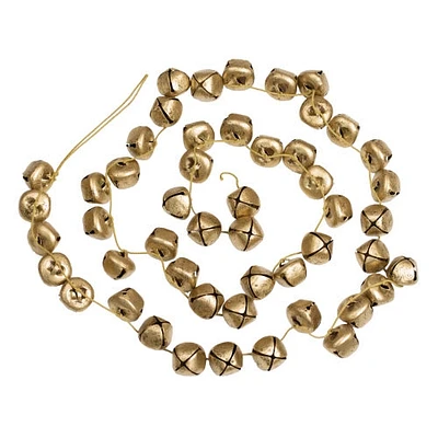 Gold Metal Jingle Bells Garland 48 in